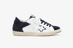 SNEAKERS VERY STAR IN PELLE BIANCA CON DETTAGLI IN TESSUTO BLU